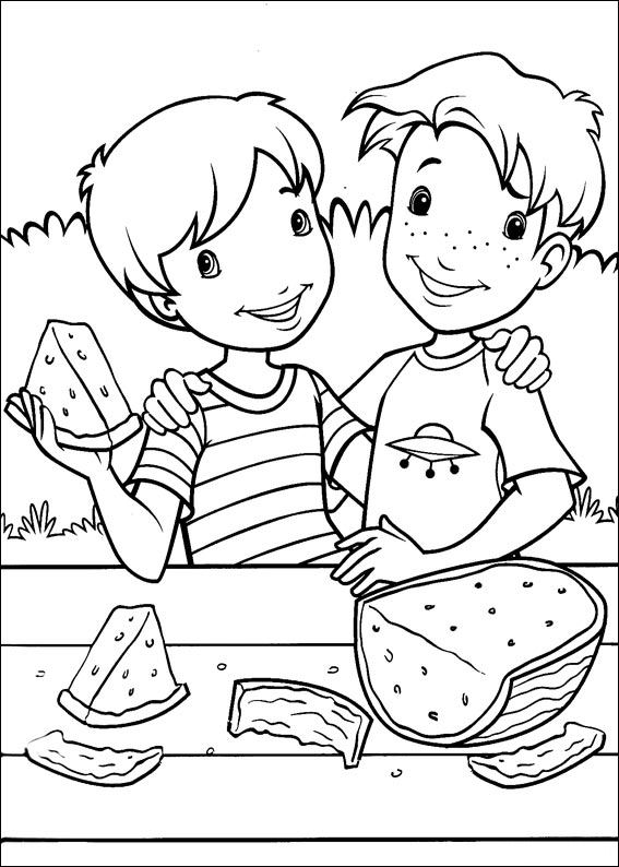 Print Lekker watermeloen eten kleurplaat